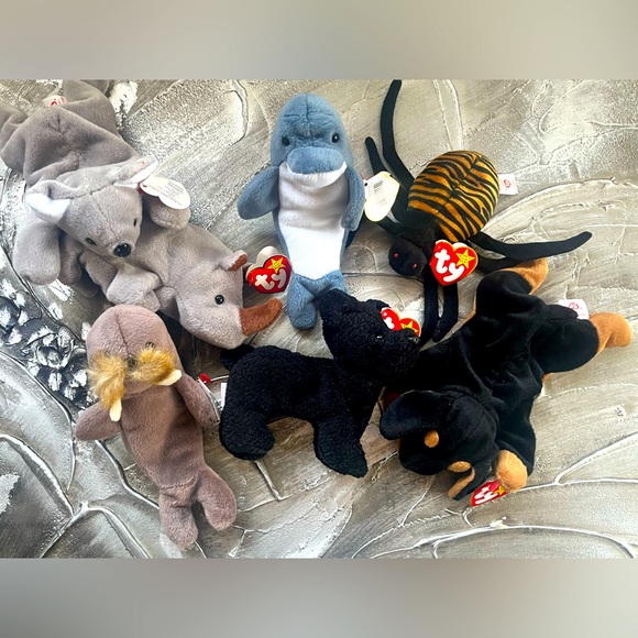 Vintage Retired Set Of 7 -All From 1996 PVC Beanie Babies New W/ Tags -Mint
